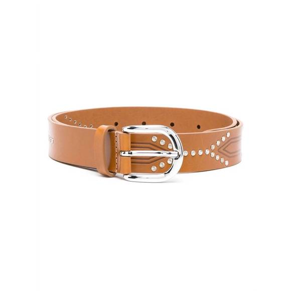 NEW ISABEL MARANT telly stud-embellished leather belt in cognac - Picture 1 of 6
